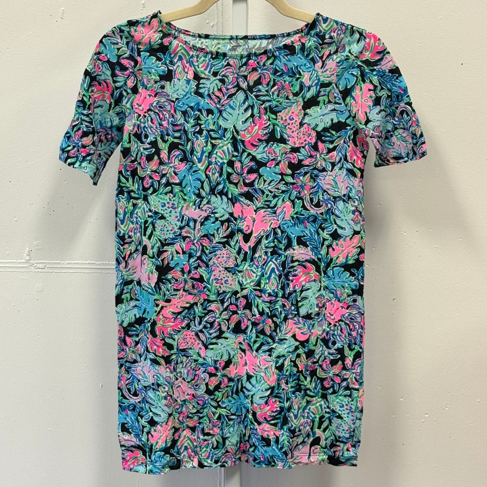 Lilly Pulitzer Mini Marlowe T-Shirt Dress Onyx Let's Get Wild Girls‎ L (8-10)